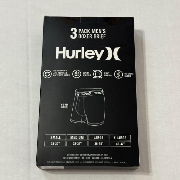 Hurley NWB Sz L 3 Pack Men's Boxer Brief No Fly Punch Regrind - Picture 7 of 8